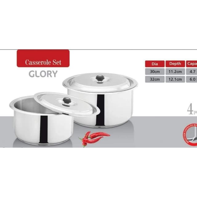 Alpha Stainless Steel 2 pcs pot set Glory Plus Durable Three Layers Base Bottom Heavy Weight