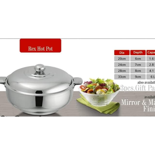Alpha Stainless Steel Hot pot Rex Steel lid With lock