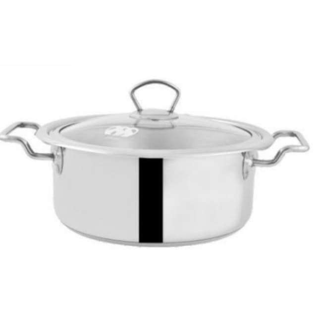 Alpha Stainless Steel Single Pot Durable Three Layers Base Bottom Casserole Handi