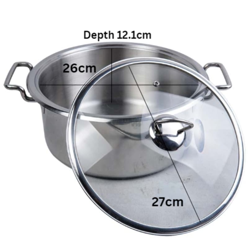 Alpha Stainless Steel Single Pot Durable Three Layers Base Bottom Casserole Handi