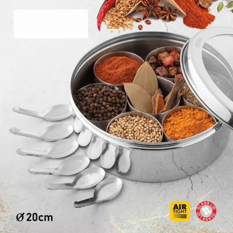 Spices Box Stainless Steel Heavy Weight With Spoon