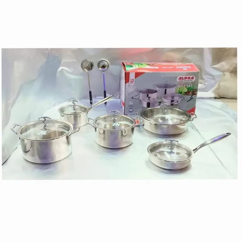 Alpha Stainless Steel Cookware Set 12 Pcs