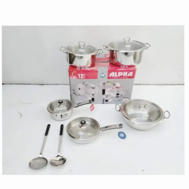 Alpha Stainless Steel Cookware Set 12 Pcs