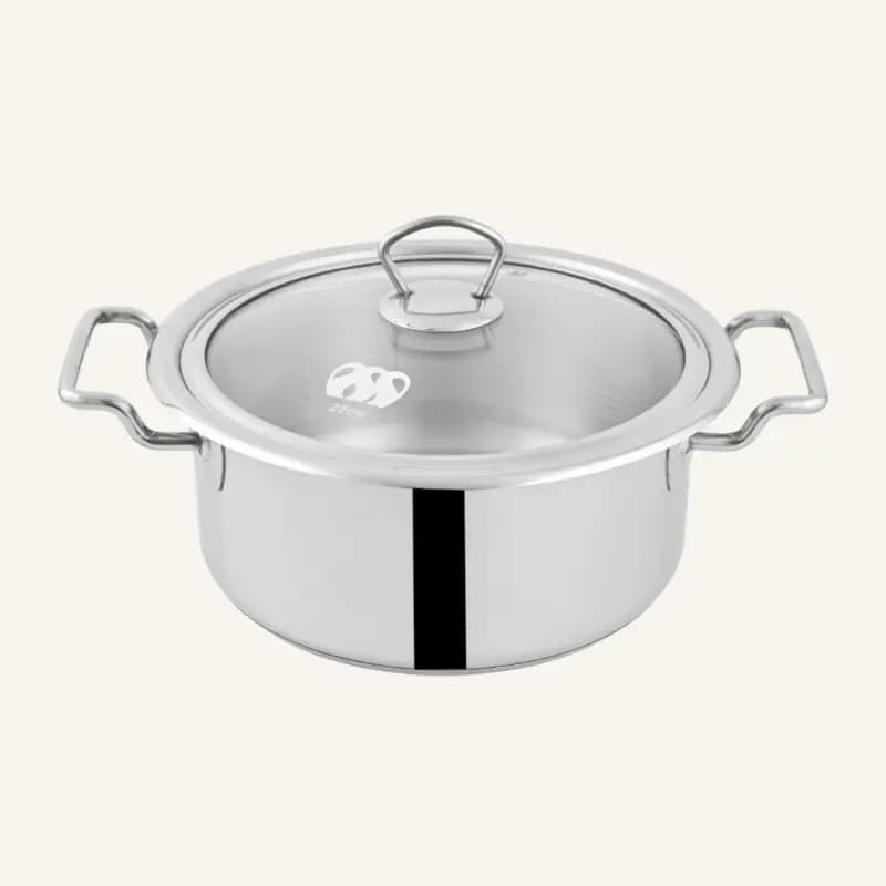 Alpha Stainless Steel Single Pot Durable Three Layers Base Bottom Casserole Handi