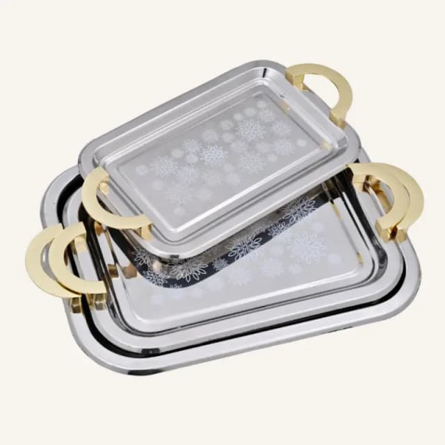 Tray Set Smart 3 pcs Golden Handle