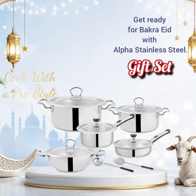 Alpha Stainless Steel Cookware Set 12 Pcs