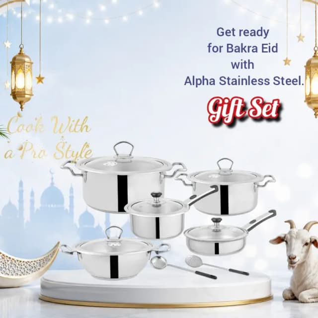 Alpha Stainless Steel Cookware Set 12 Pcs