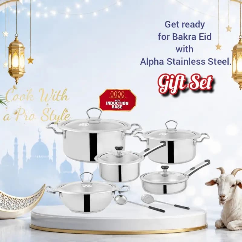 Alpha Stainless Steel Cookware Set 12 Pcs